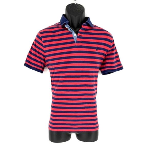 Polo Ralph Lauren Red and Blue Striped Classic Fit 100% Cotton Polo - Medium - Picture 1 of 7